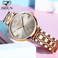 Relógio feminino da marca de luxo JSDUN Fashion Business Relógio de pulso minimalista pulseira de aço Swiss Movt Relógio de mão mecânico 2020